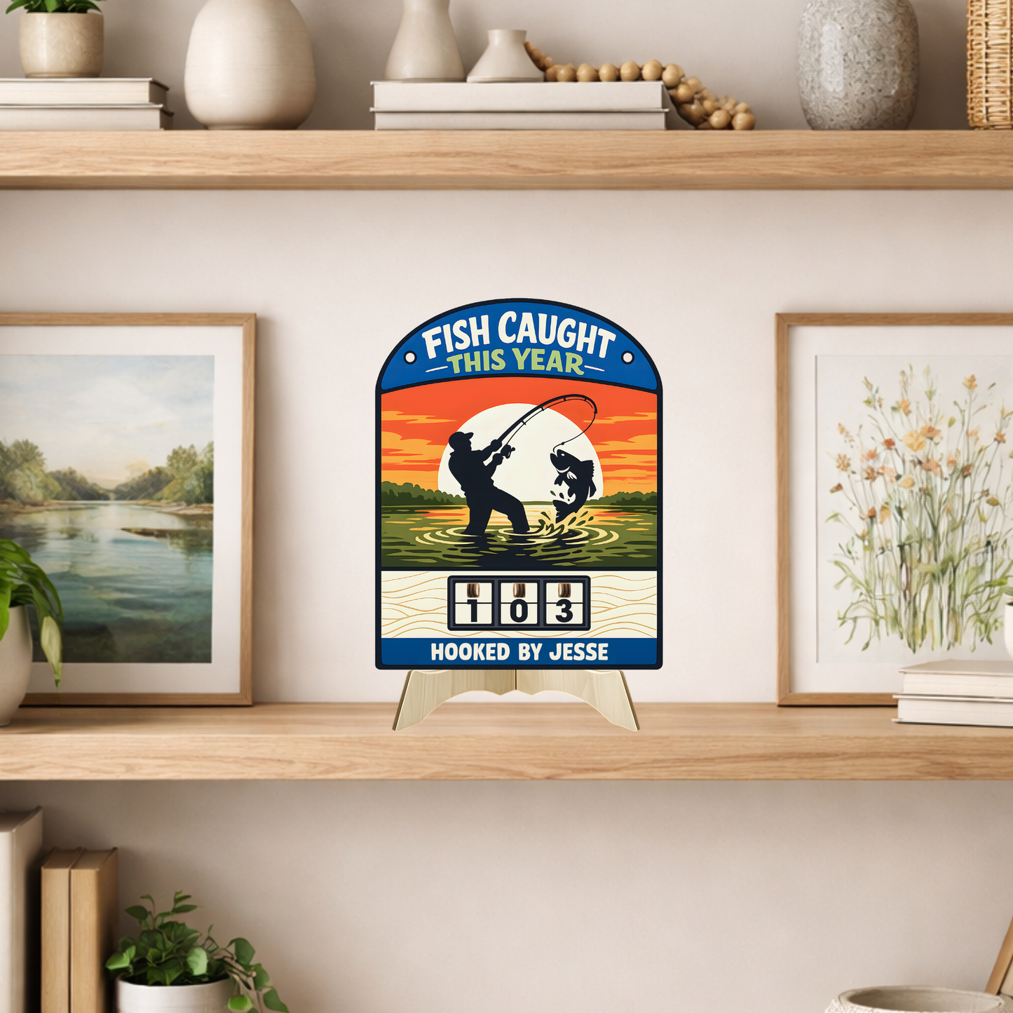 Personalized Fish Tracker – Model 5 (Wall Hanging & Tabletop Display)