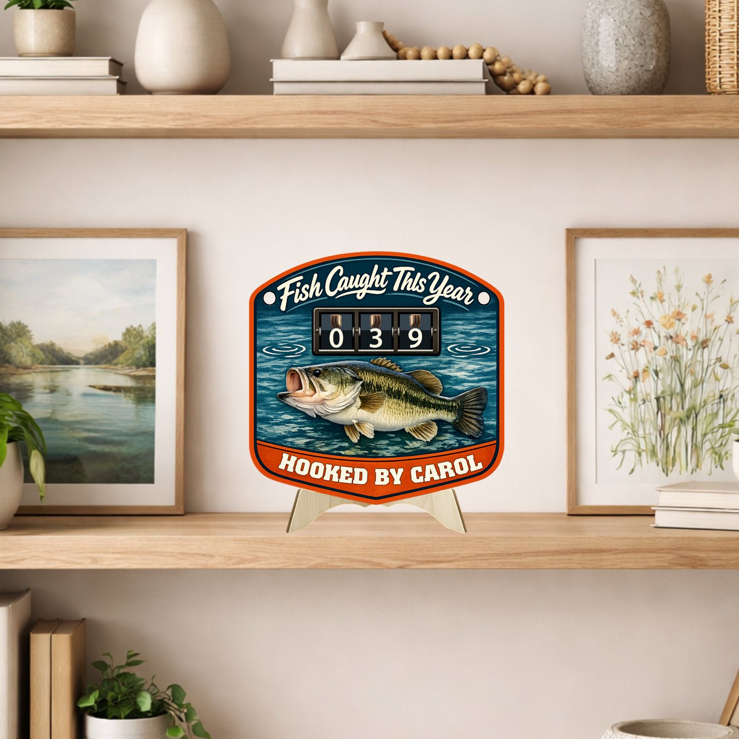 Personalized Fish Tracker – Model 1 (Wall Hanging & Tabletop Display)