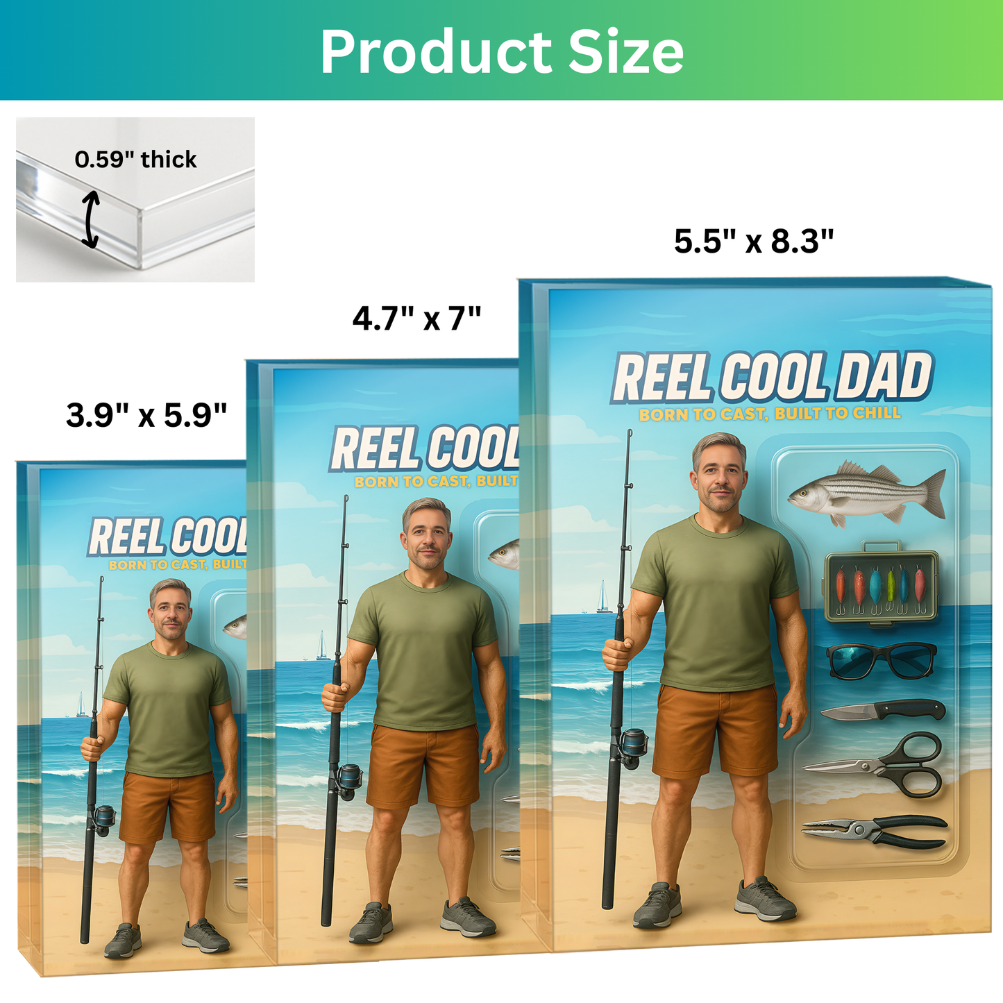 Reel Cool Dad - Saltwater Fishing - Custom Face Acrylic Plaque