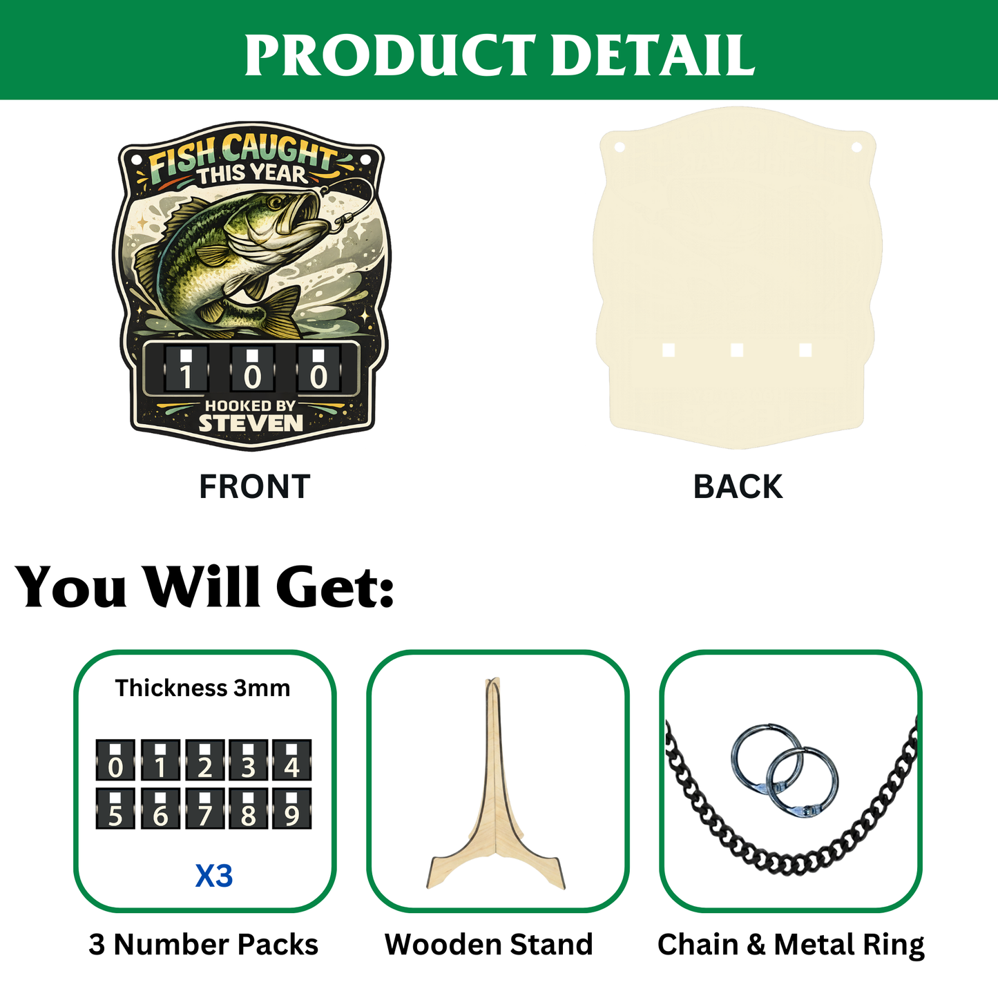 Personalized Fish Tracker – Model 3 (Wall Hanging & Tabletop Display)