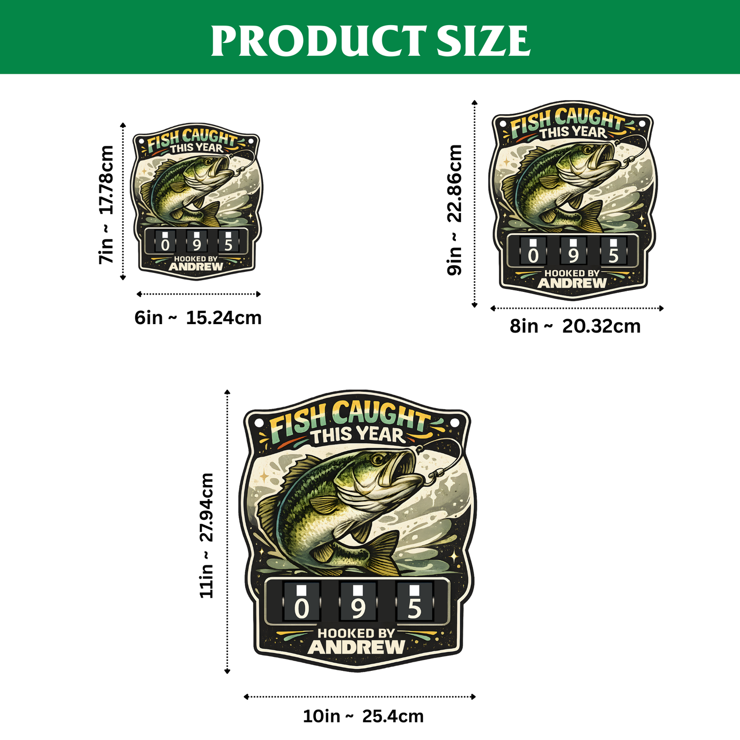 Personalized Fish Tracker – Model 3 (Wall Hanging & Tabletop Display)