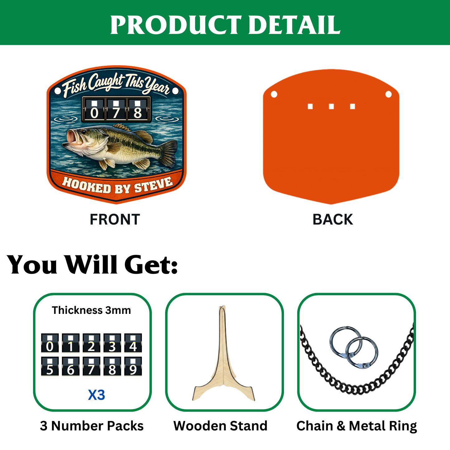 Personalized Fish Tracker – Model 1 (Wall Hanging & Tabletop Display)