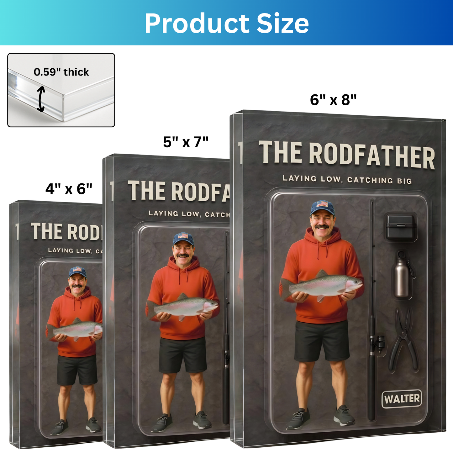 Custom Face Fishing Photo - Personalized Acrylic Plaque