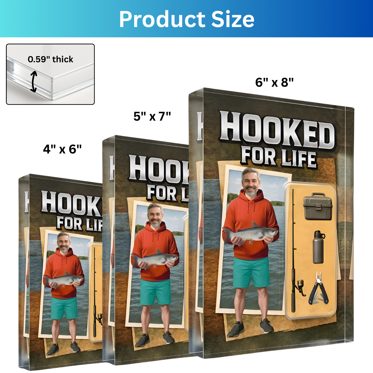 Custom Face Fishing Photo - Personalized Acrylic Plaque