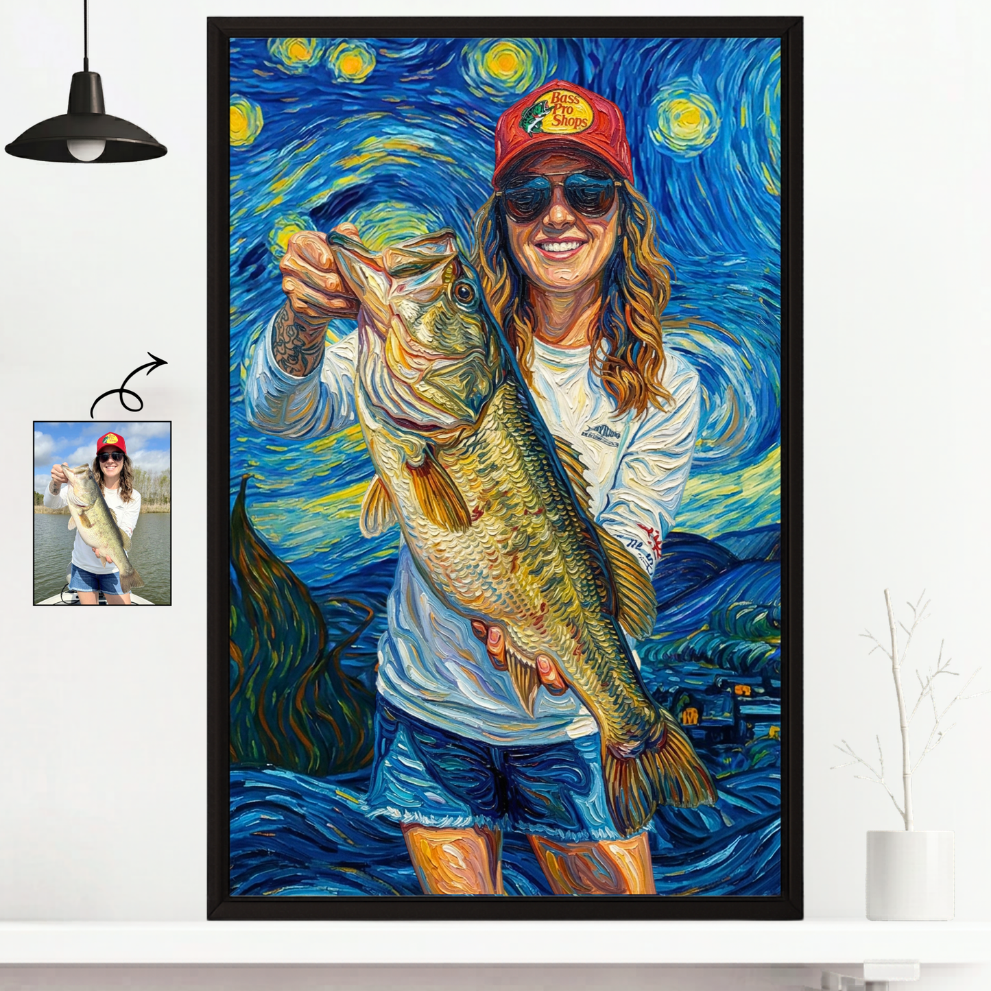 Starry Night Art Personalized Fishing Poster