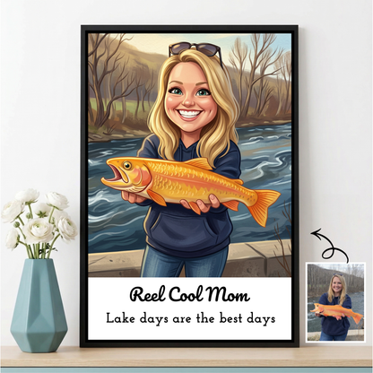 Custom Fishing Photo Caricature Art - Personalized Poster