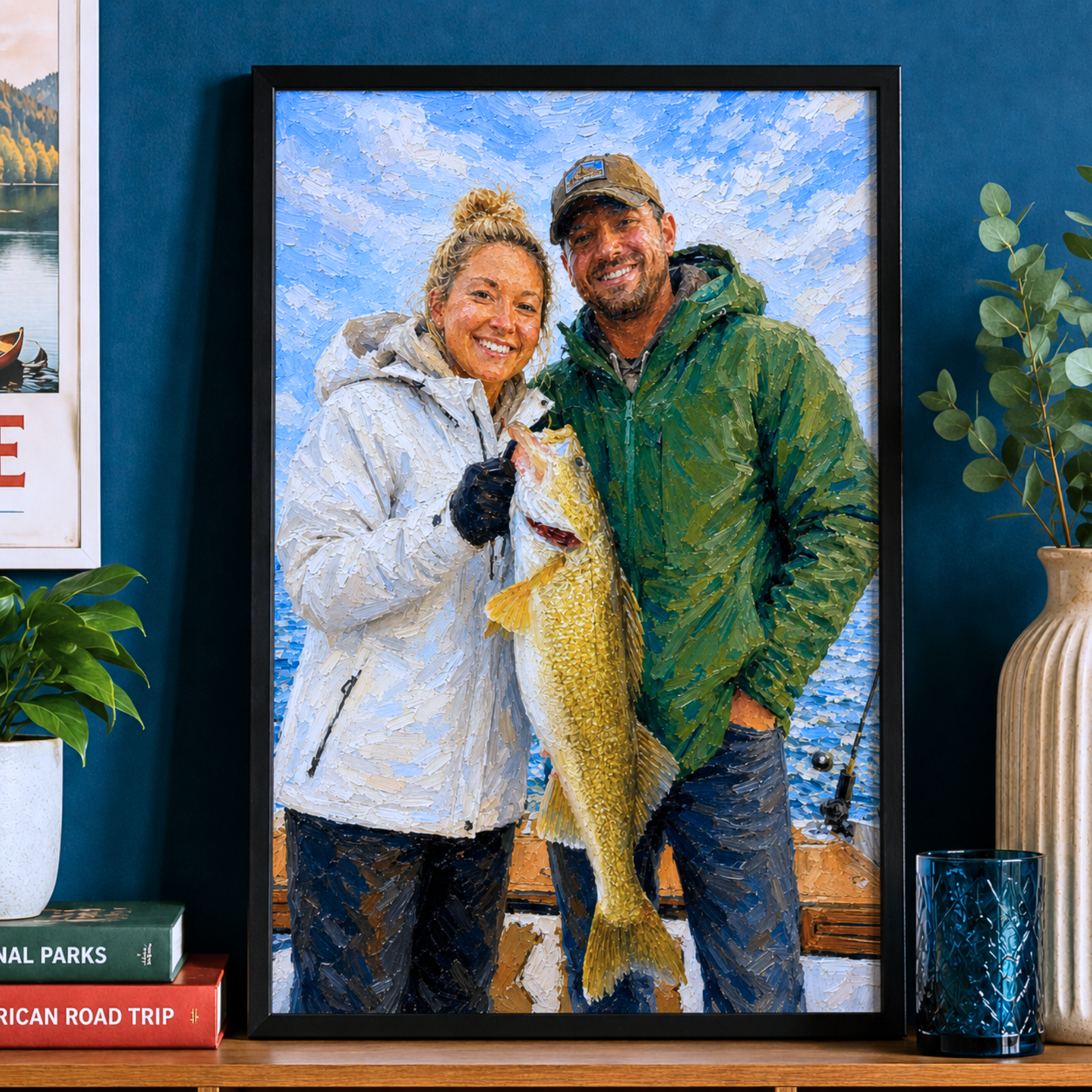 Oil Painting Art Personalized Fishing Poster