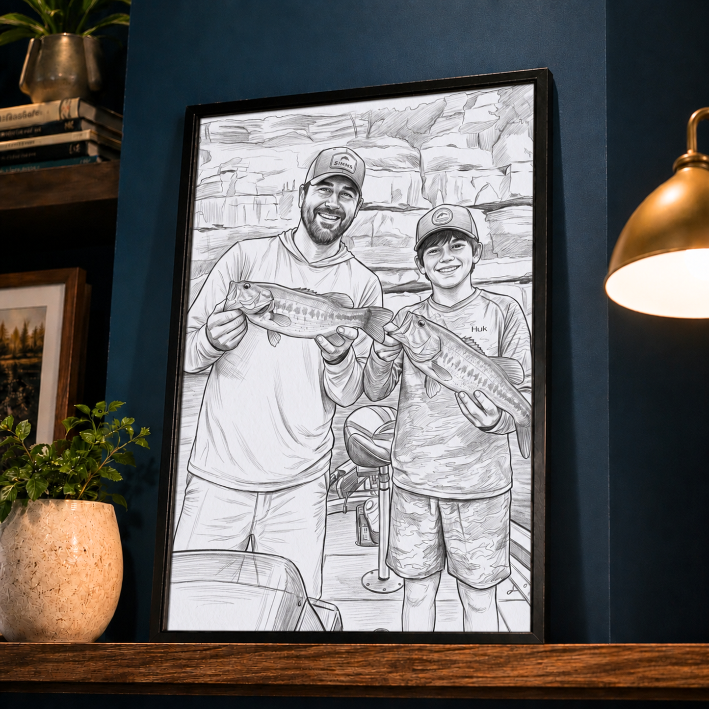 Pencil Sketch Personalized Fishing Poster