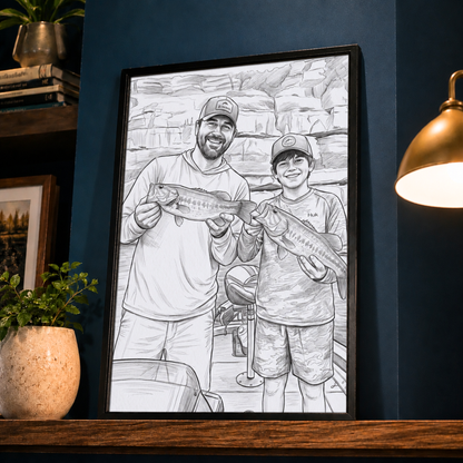 Pencil Sketch Personalized Fishing Poster