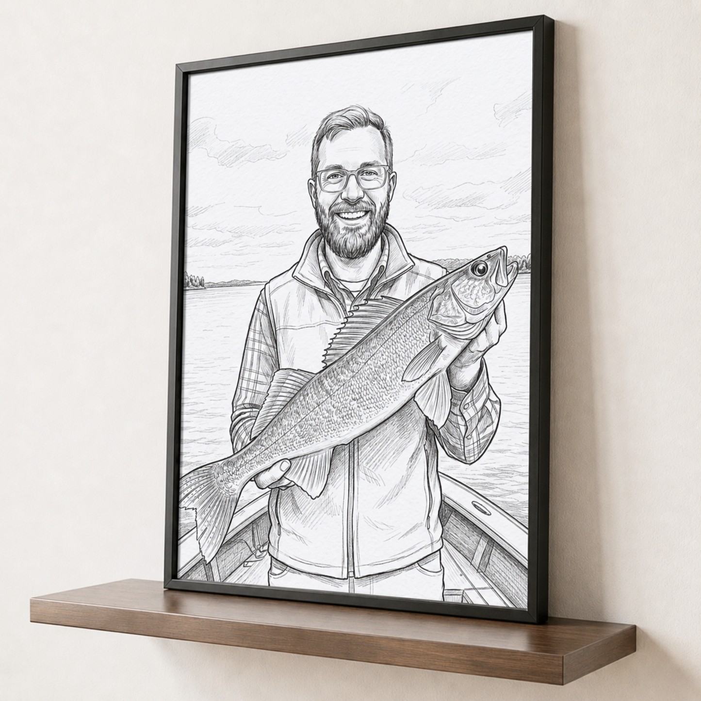 Pencil Sketch Personalized Fishing Poster