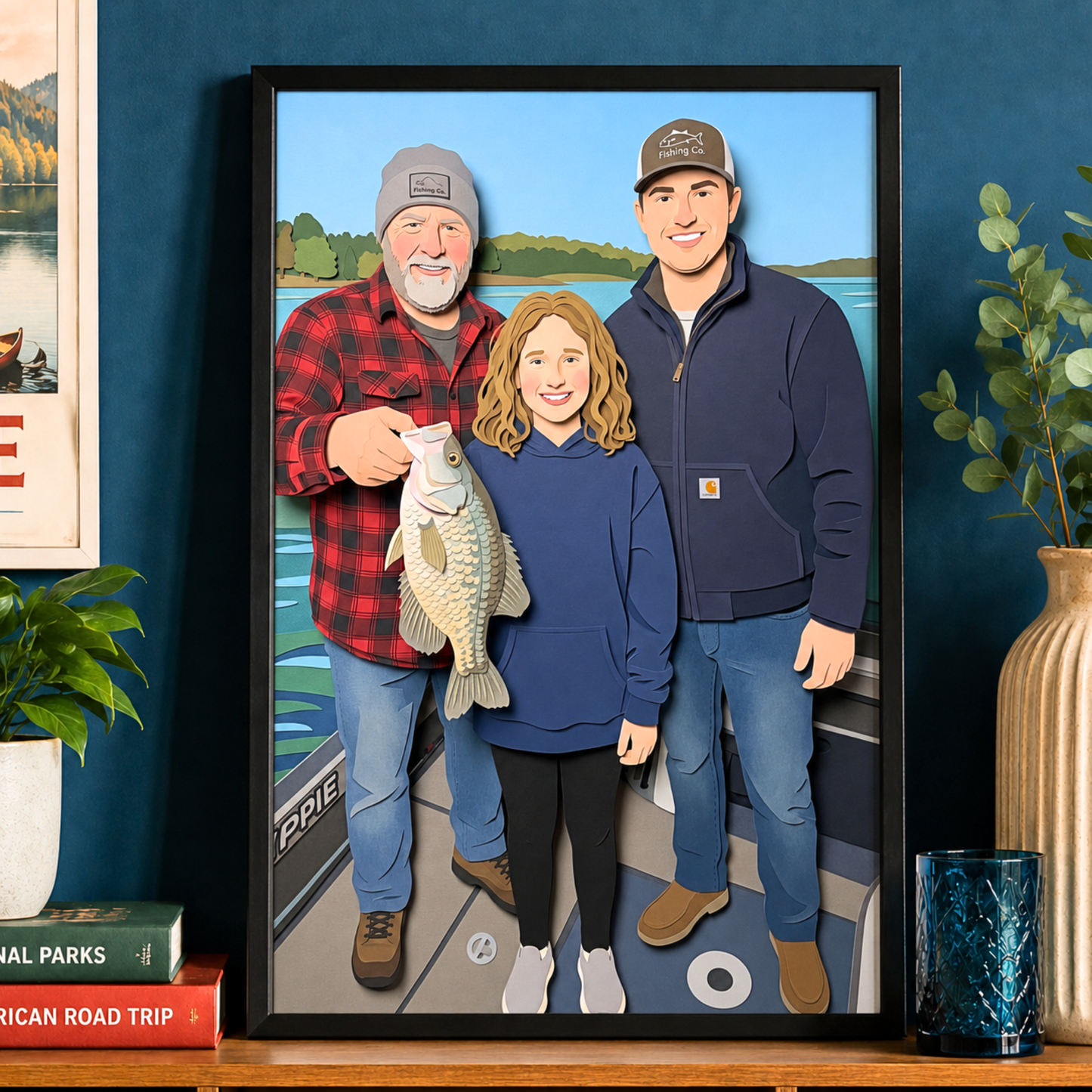 Paper Cut Personalized Fishing Poster