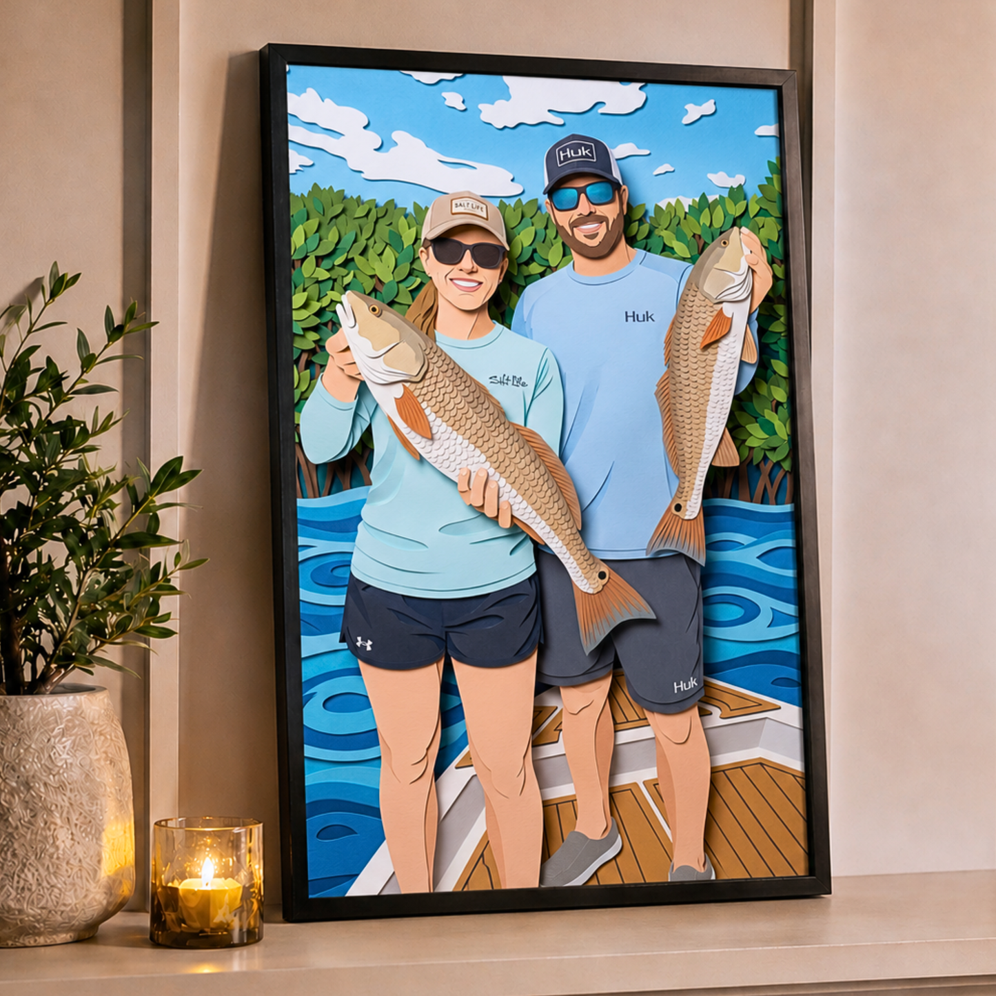 Paper Cut Personalized Fishing Poster