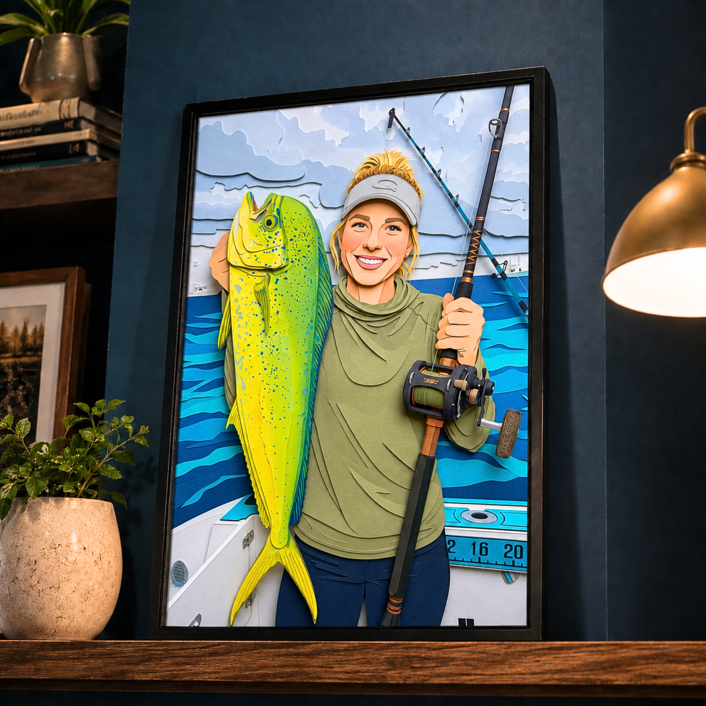 Paper Cut Personalized Fishing Poster