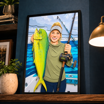 Paper Cut Personalized Fishing Poster