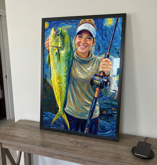 Solo angler with custom gift
