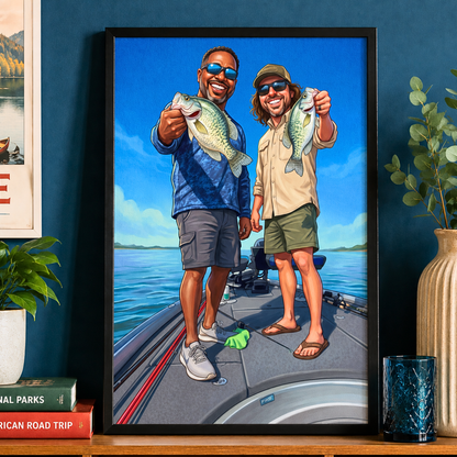 Caricature Art Personalized Fishing Poster