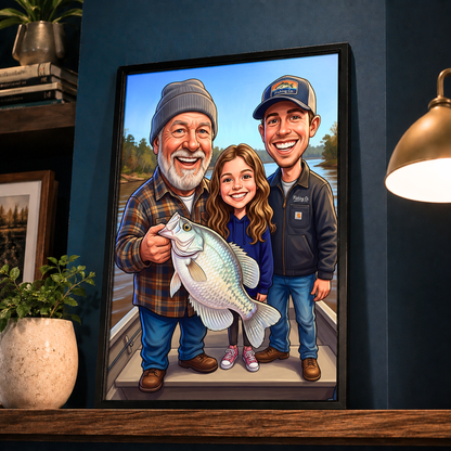 Caricature Art Personalized Fishing Poster