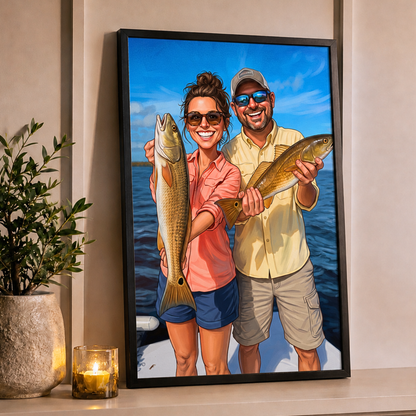 Caricature Art Personalized Fishing Poster