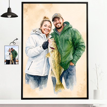Watercolor Art Personalized Fishing Poster