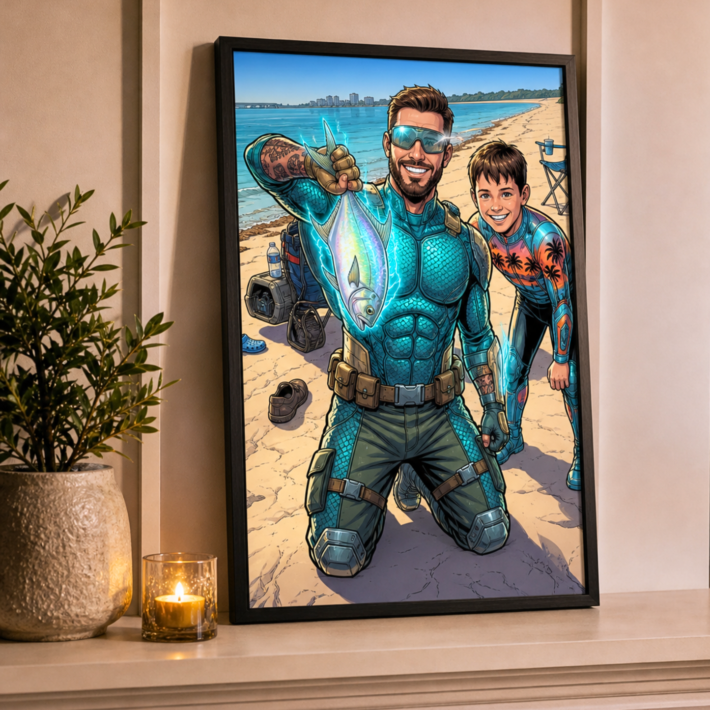 Comic Super Hero Personalized Fishing Poster