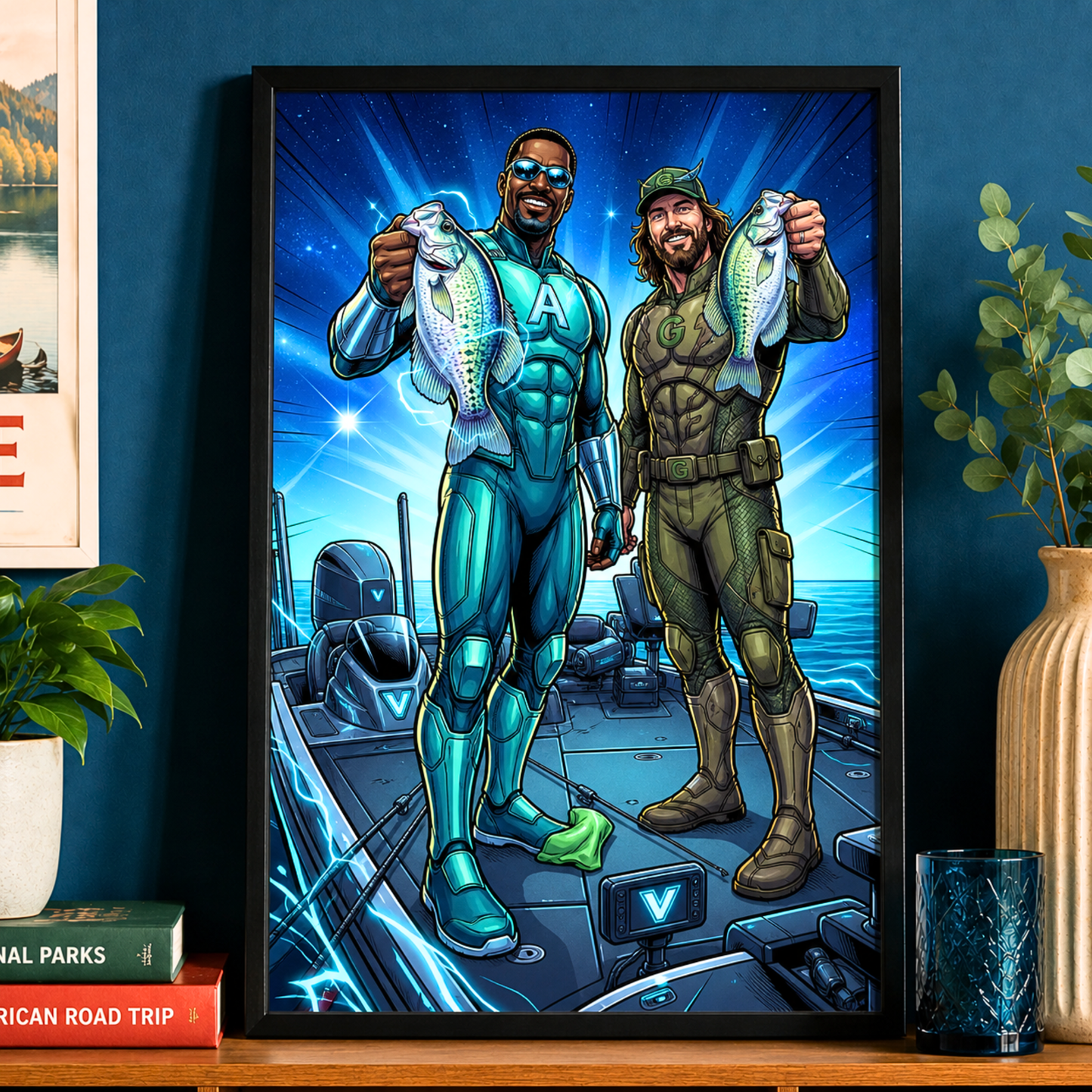 Comic Super Hero Personalized Fishing Poster