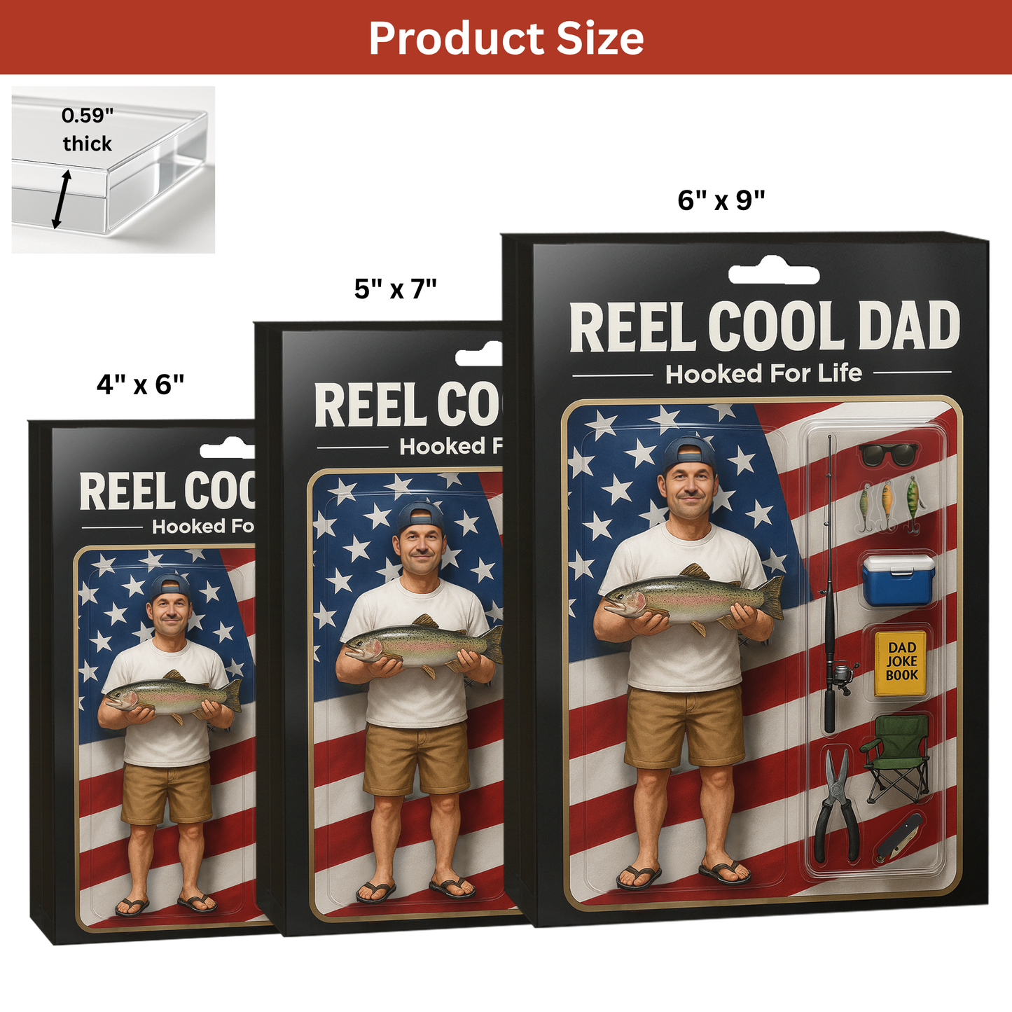 Reel Cool Dad Figure Acrylic Block - USA Version
