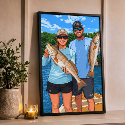 Pixel Art Personalized Fishing Poster